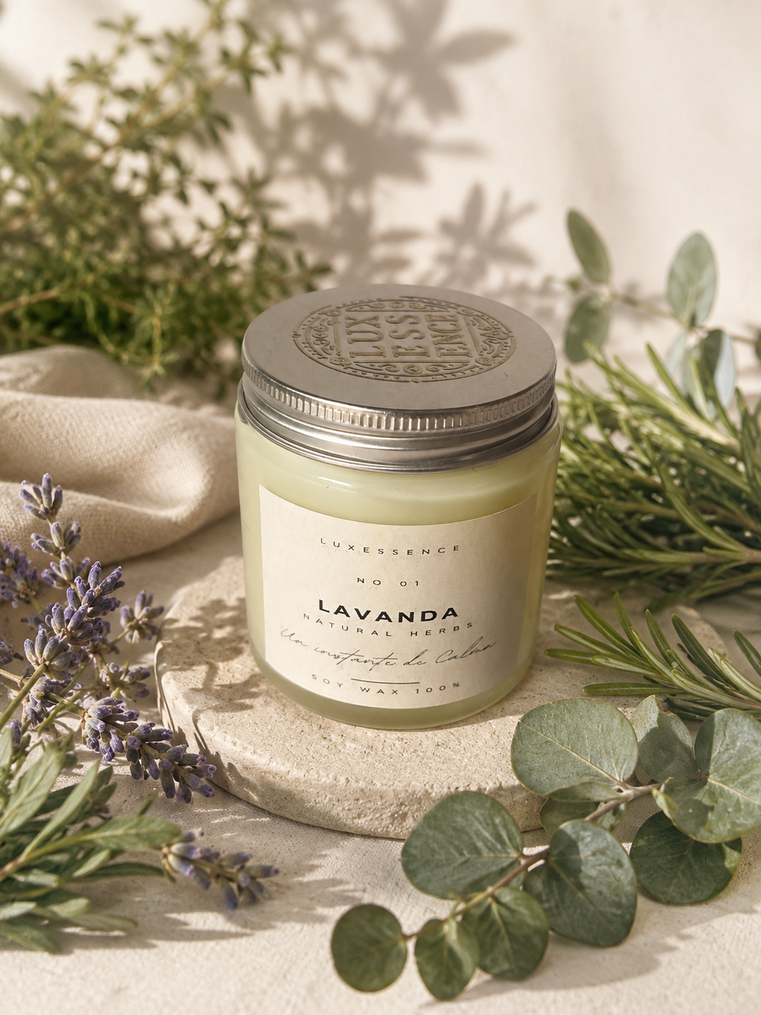LAVANDA · Vela artesanal de soja · Natural Herbs