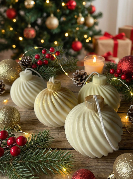 BOLAS NAVIDEÑAS · Vela artesanal de soja · Manzana Asada, Canela & Vainilla