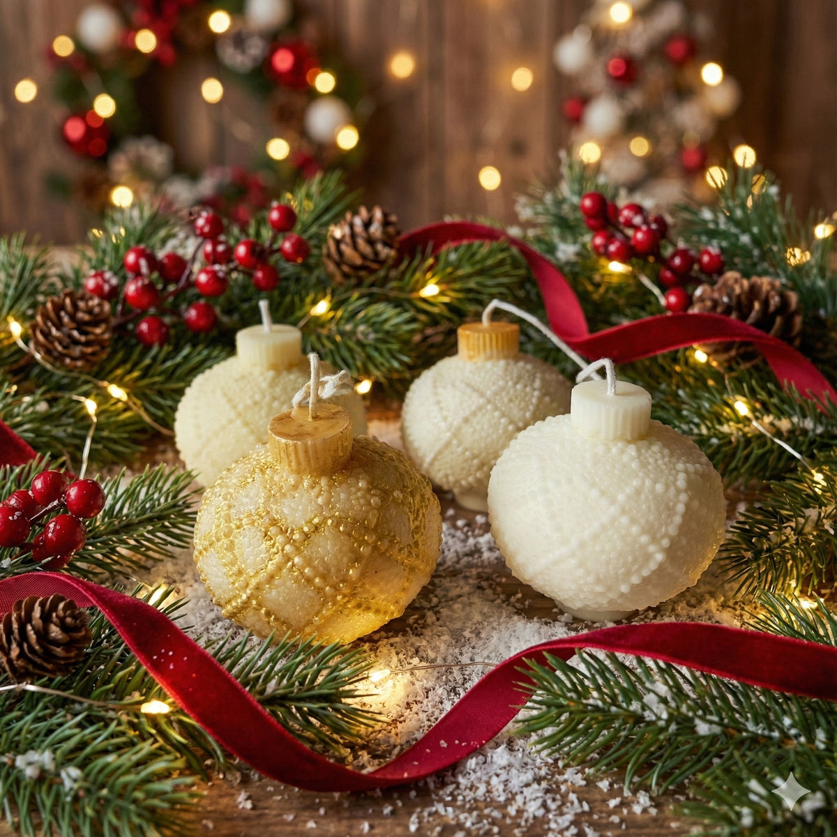 BOLAS NAVIDEÑAS · Vela artesanal de soja · Manzana Asada, Canela & Vainilla