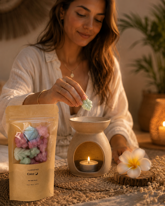 Wax Melts Coco · Tropical Ritual · Cera de soja vegetal · Formas florales