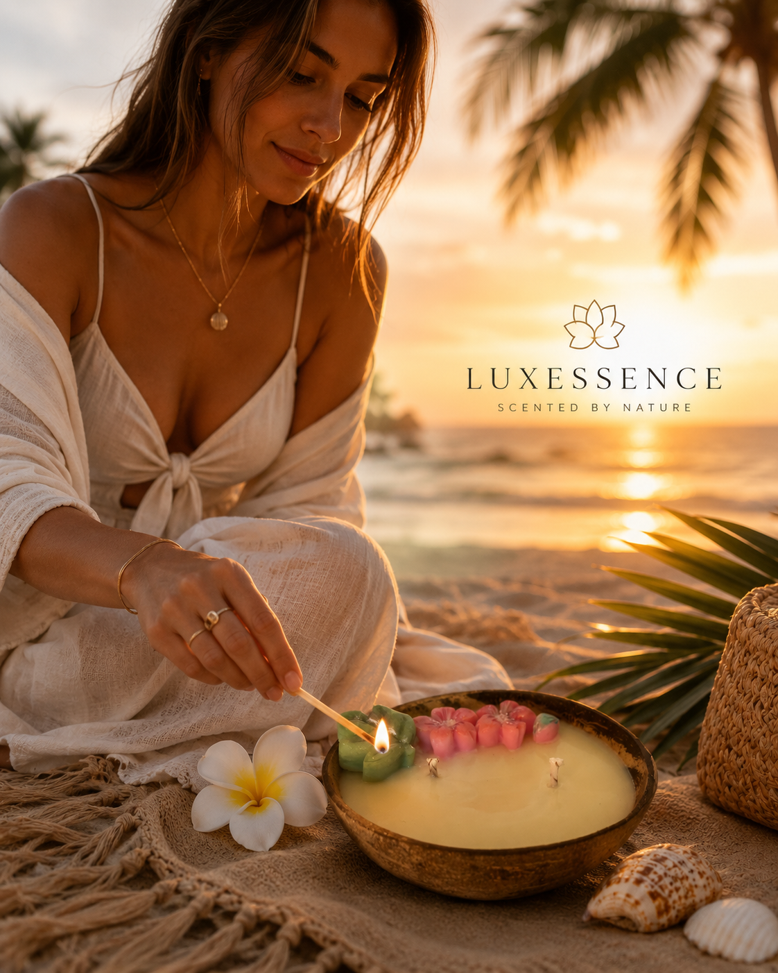 Vela de Coco · Tropical Ritual · Vela artesanal de soja en cáscara de coco