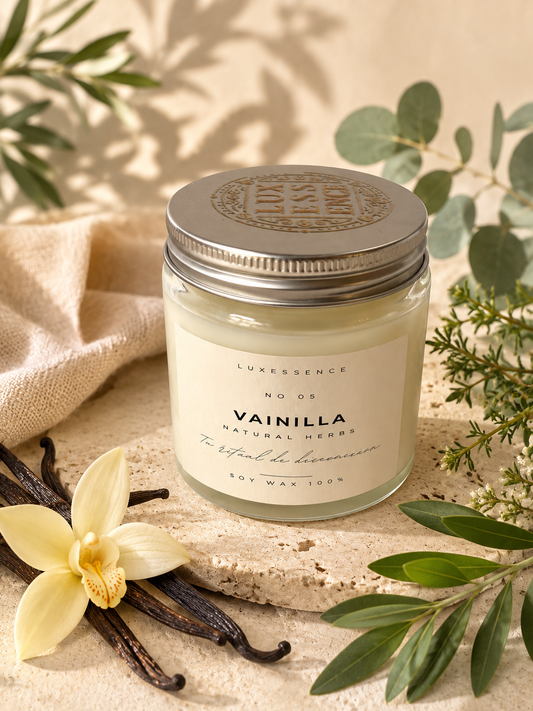 Vainilla · Vela artesanal de soja · Natural Herbs