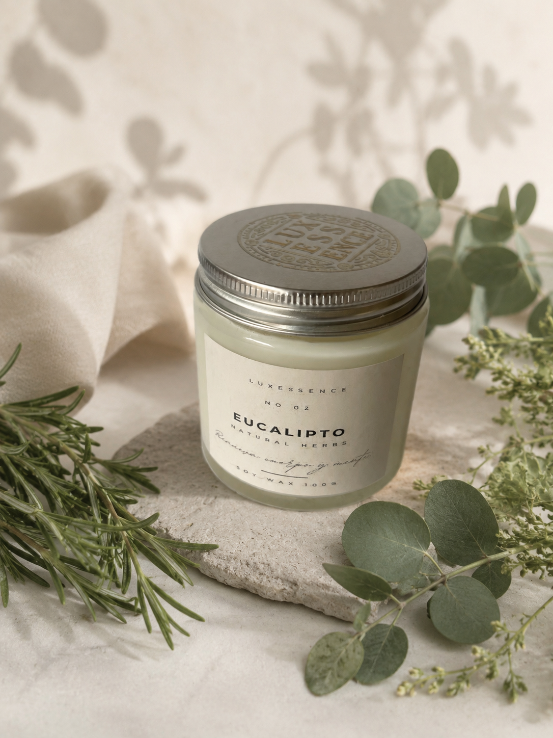 Eucalipto · Vela artesanal de soja · Natural Herbs