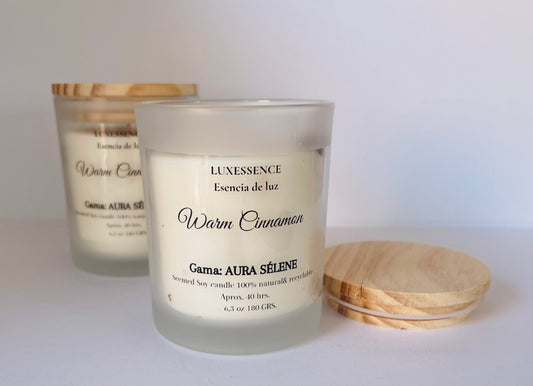 Warm Cinnamon · Vela artesanal de soja · Canela & Vainilla