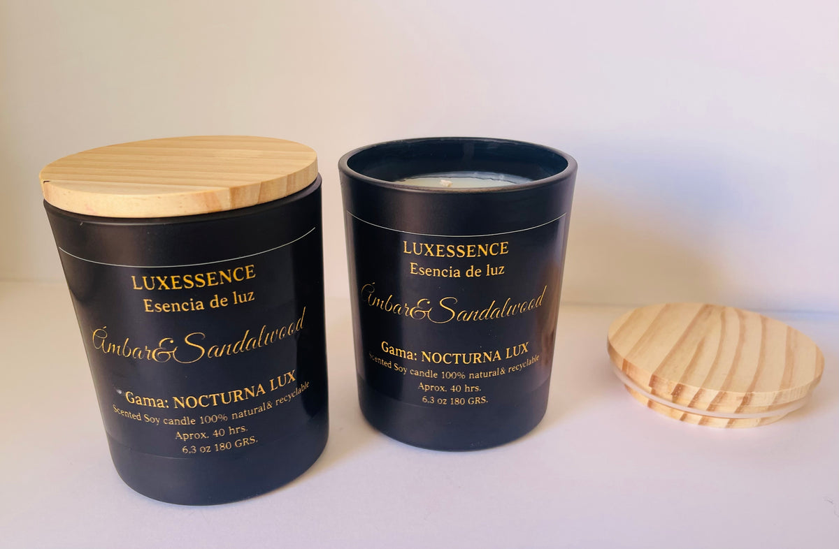 Ámbar & Sandalwood · Vela artesanal de soja · Ámbar & Sándalo